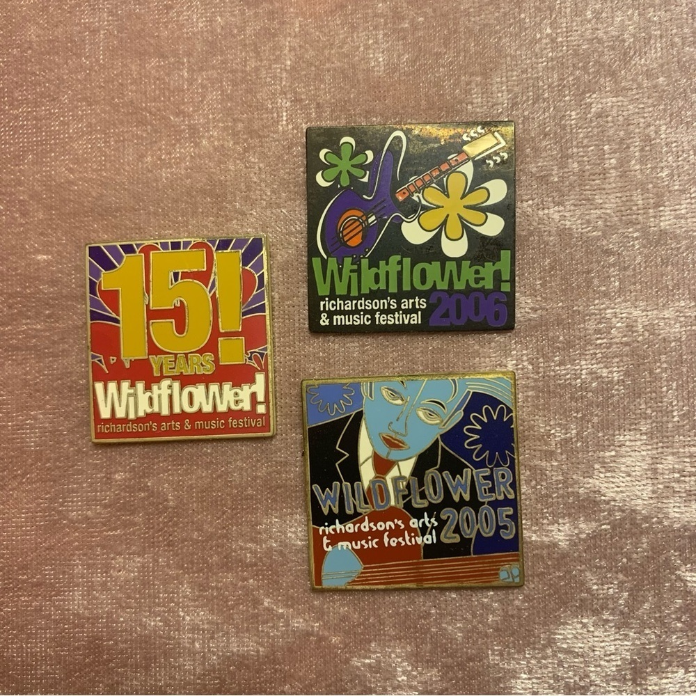 👗Three WildFlower Festival Pins, Richardson Arts & Music, Richardson, TX - Picture 2 of 2